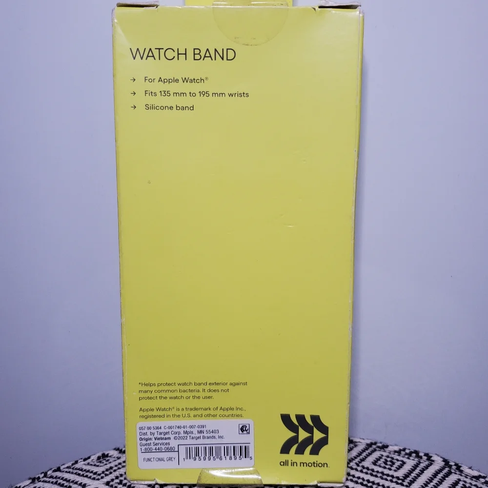 NEW Silicone Apple Watch Band 38mm 40mm 41mm Gray ALL IN MOTION Odor Resistant
